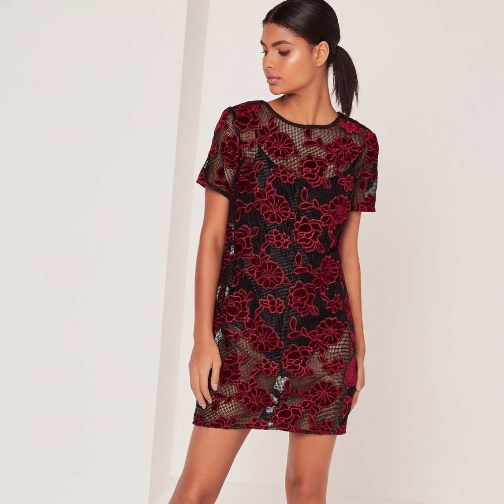 Missguided Black Embroidered Dress